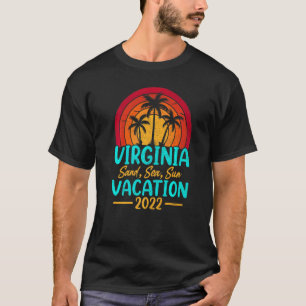Vintage Sunset Palm Tree Summer Vacation 2022 Virg T-Shirt
