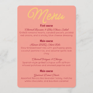 Vintage Sunset Retro Food And Drinks Menu Invitation