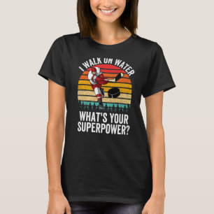 Vintage Sunset Retro Hockey I Walk on Water Ice Ho T-Shirt