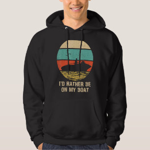 Vintage Sunset Retro I'd Rather Be On My Boat Capt Hoodie