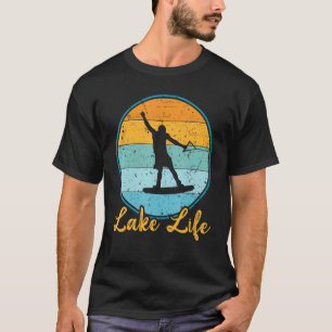 Vintage Sunset Retro Lake Life Wakeboarding Wakesu T-Shirt