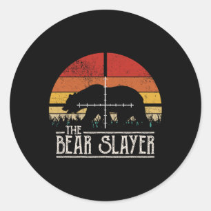 Vintage Sunset Retro Style Bear Hunting Bear Slaye Classic Round Sticker
