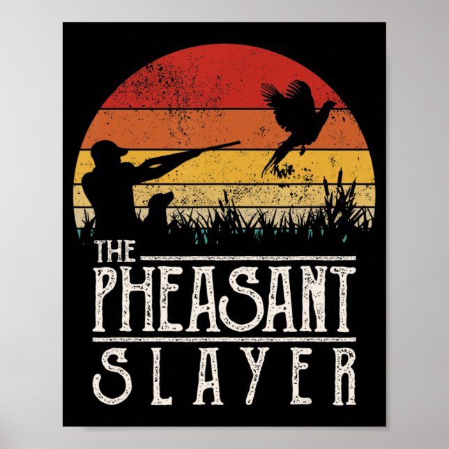 Vintage Sunset Retro Style Pheasant Hunting Pheasa Poster (Front)