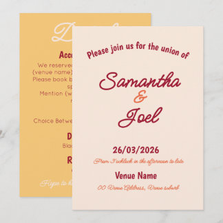 Vintage Sunset Retro Wedding Invitation