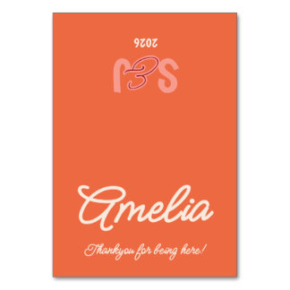 Vintage Sunset Retro Wedding Table Card
