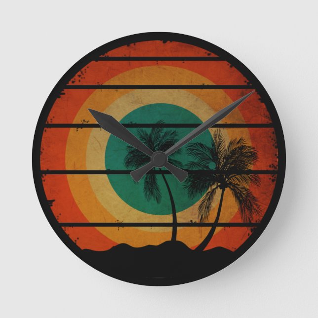 vintage sunset   round clock (Front)