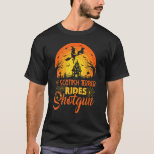 Vintage Sunset Scottish Terrier Dog Ride Shotgun H T-Shirt