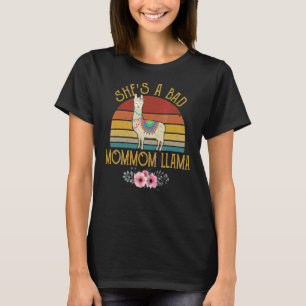 Vintage Sunset She's A Bad Mommom Llama Mother's T-Shirt