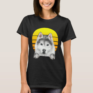 Vintage Sunset Siberian Husky Dog T-Shirt