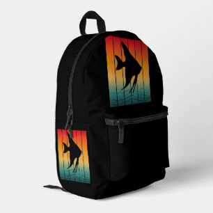 Vintage Sunset Silhouette Fish Printed Backpack