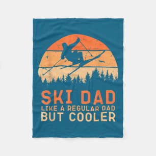 Vintage Sunset Skiing Dad Like A Regular Dad But C Fleece Blanket