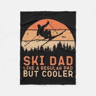 Vintage Sunset Skiing Dad Like A Regular Dad But C Fleece Blanket