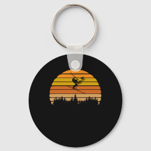 Vintage Sunset Skiing Design For Skiers Key Ring