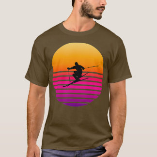 Vintage Sunset Skiing Skiers T-Shirt