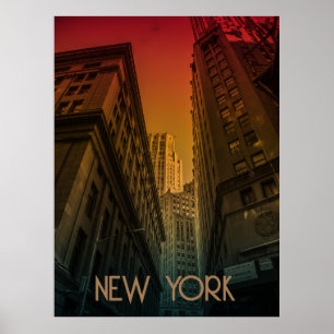 Vintage Sunset Skyscrapers New York Poster