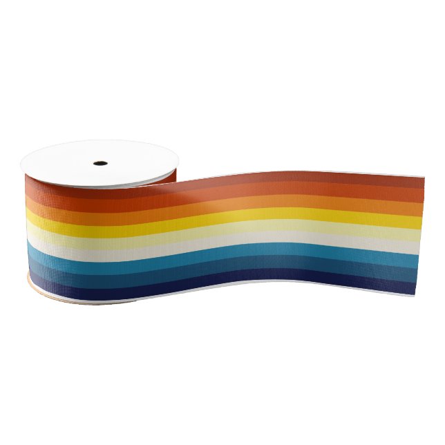 Vintage Sunset Stripes Colourful Rainbow Grosgrain Ribbon (Spool)
