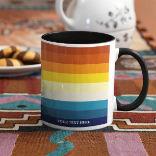 Vintage Sunset Stripes Colourful Rainbow Mug