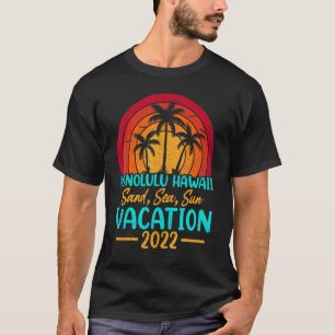 Vintage Sunset Summer Vacation 2022 Honolulu Hawai T-Shirt