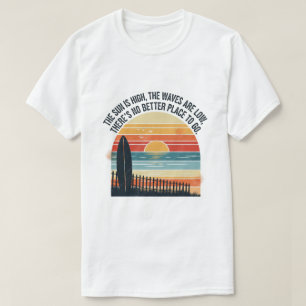 Vintage Sunset Surf Beach Scene Art T-Shirt