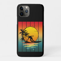 Vintage Sunset Surfing Surfer Ocean Surf