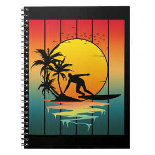 Vintage Sunset Surfing Surfer Ocean Surf Notebook