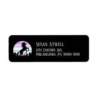 Vintage Sunset Unicorn Rearing Return Address Return Address Label