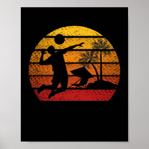 Vintage Sunset Volleyball Gift Poster