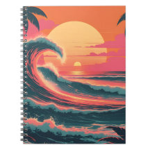 Vintage Sunset Wave | Retro Tropical Notebook
