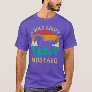 Vintage Sunset Wild Mustang Horse Go Wild Adopt a  T-Shirt