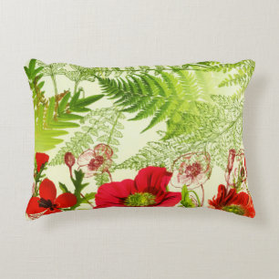 Vintage Sunshine Blooming Poppies Floral Decorative Cushion