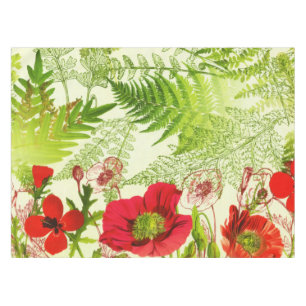 Vintage Sunshine Blooming Poppies Floral Tablecloth