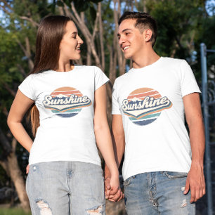 Vintage Sunshine Retro Sun and Mountain Design T-Shirt