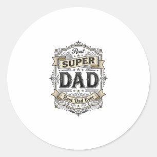 Vintage Super Dad Badge Shirt Design_1 Classic Round Sticker
