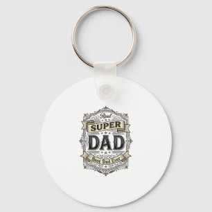 Vintage Super Dad Badge Shirt Design_1 Key Ring