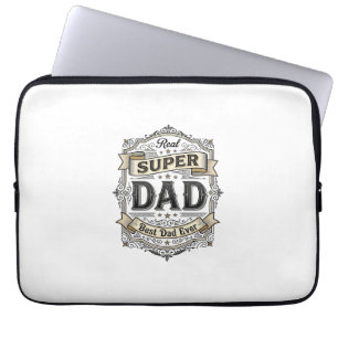 Vintage Super Dad Badge Shirt Design_1 Laptop Sleeve