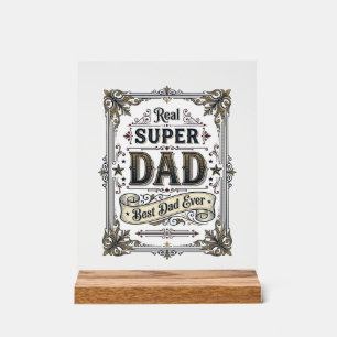 Vintage Super Dad Best Dad Ever Shirt Design_1 Acrylic Sign