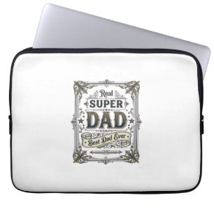 Vintage Super Dad Best Dad Ever Shirt Design_1 Laptop Sleeve