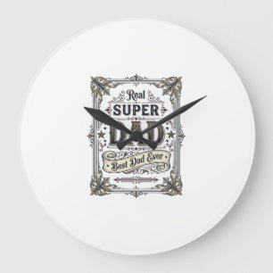 Vintage Super Dad Best Dad Ever Shirt Design_1 Large Clock