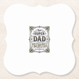 Vintage Super Dad Best Dad Ever Shirt Design_1 Paper Coaster