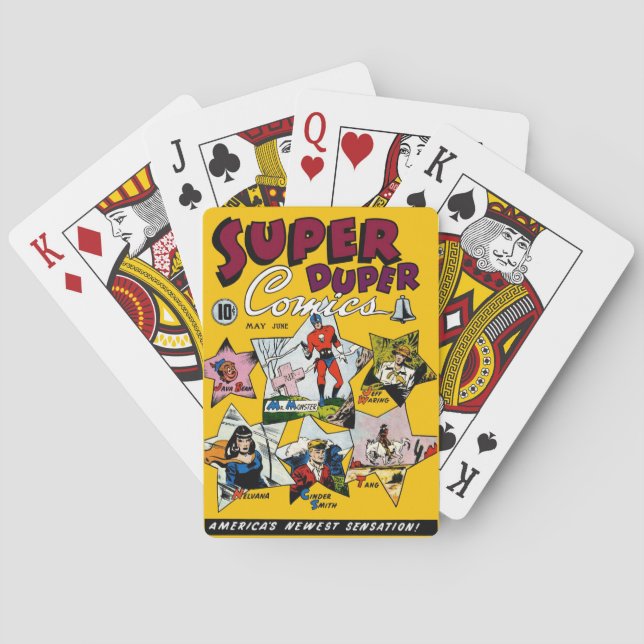 Vintage Super Hero Comic Playing Cards (Back)