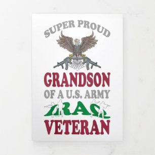 Vintage Super Proud Grandson Of U.S Army Iraq Gift Tri-Fold Announcement