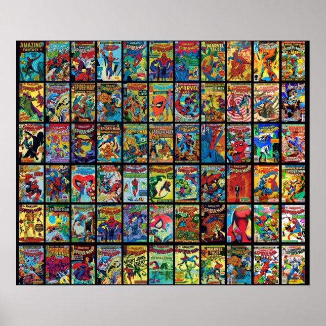 Vintage Superhero Comic Book Collection Pattern 3 Poster (Front)