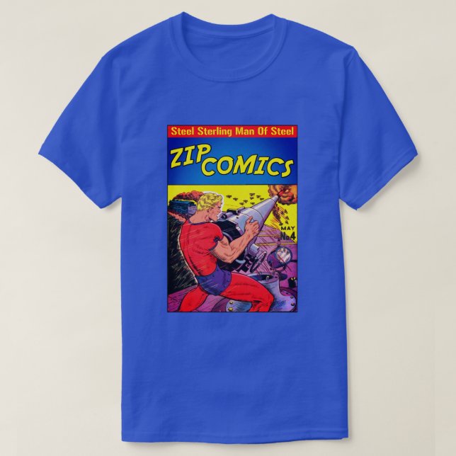 Vintage Superhero Comic Book Cover Art T-Shirt (Design Front)