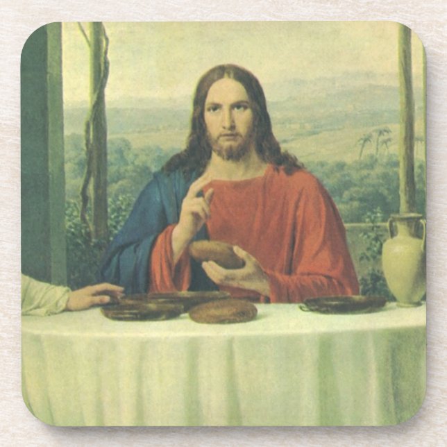 Vintage Supper At Emmaus with Jesus Christ Coaster (Front)