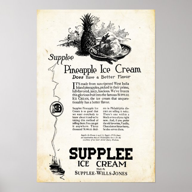 Vintage Supplee Ice Cream Print (Front)