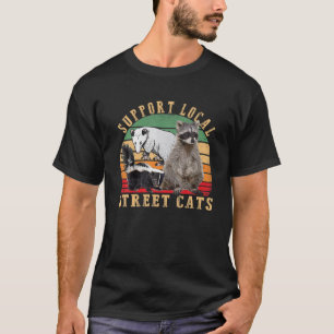 Vintage Support Local Street Cats! Racoon, Skunk T-Shirt