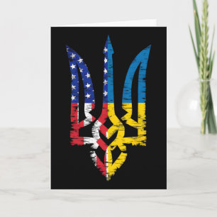 Vintage Support Ukraine American Flag Ukrainian Tr Card