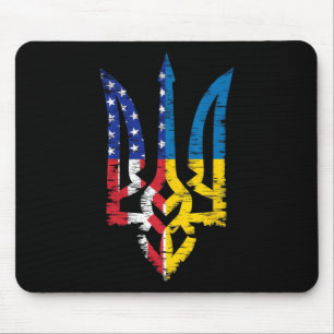 Vintage Support Ukraine American Flag Ukrainian Tr Mouse Pad