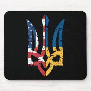 Vintage Support Ukraine American Flag Ukrainian Tr Mouse Pad