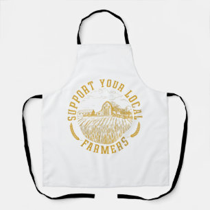 Vintage Support Your Local Farmers Farming Farm Fa Apron